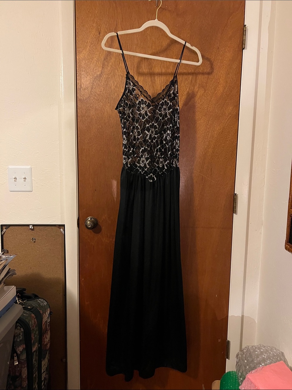 Undercover Black Lace Floral Maxi Slip Dress with Sheer Bodice